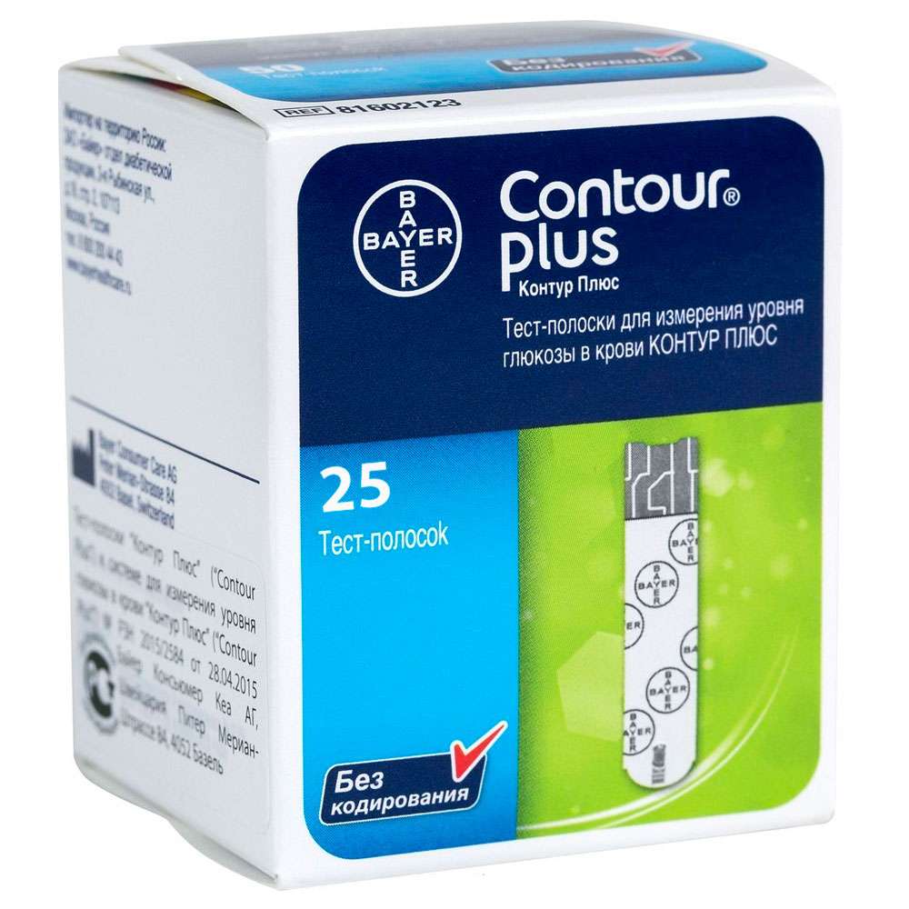 Тест-смужки для глюкометра Contour Plus 25 штук