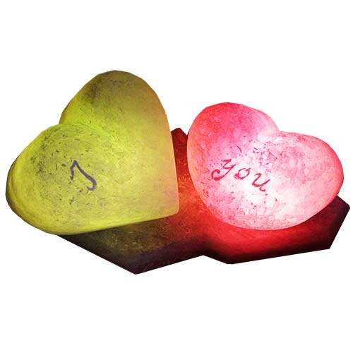 Соляной светильник Артемсоль, "2 сердца" на одной подставке