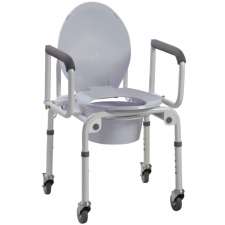 Сталевий стілець-туалет на колесах з відкидним поруччям OSD-2107D