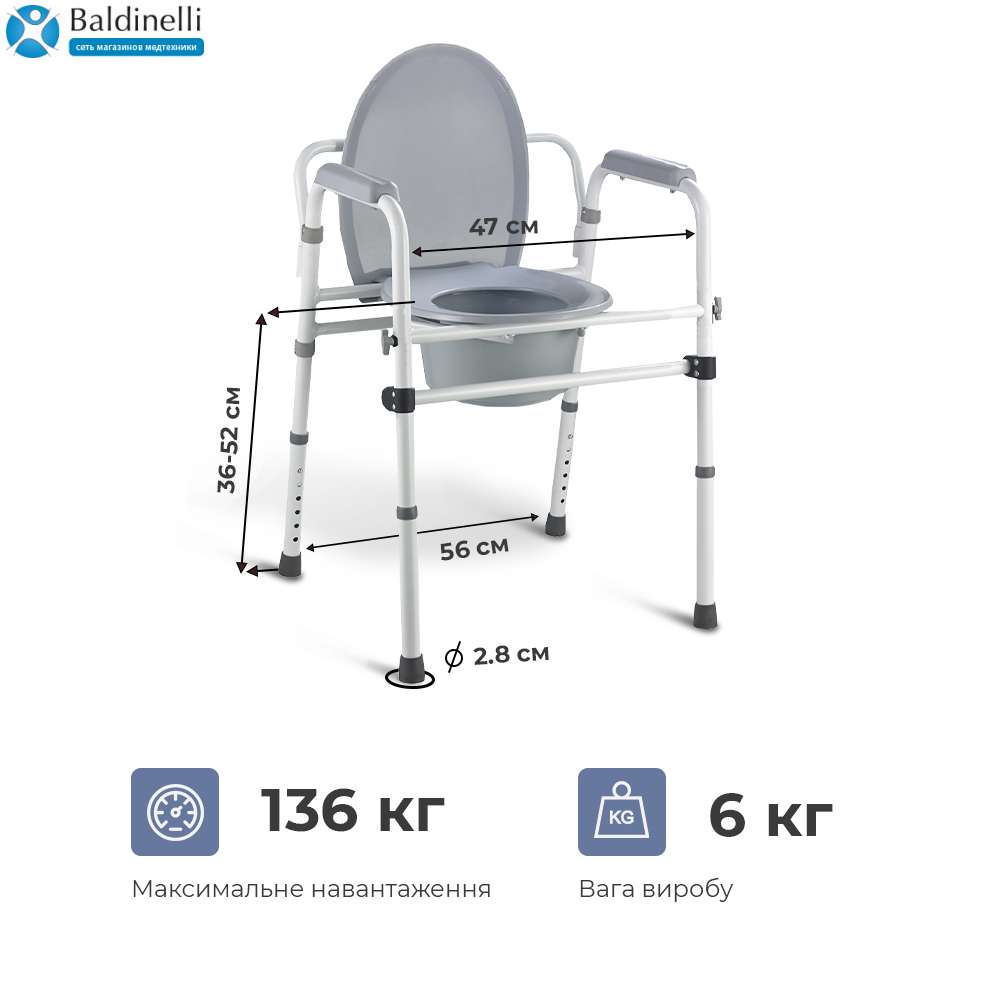 Уцінка: Складаний розбірний стілець-туалет зі сталі OSD-2110Q