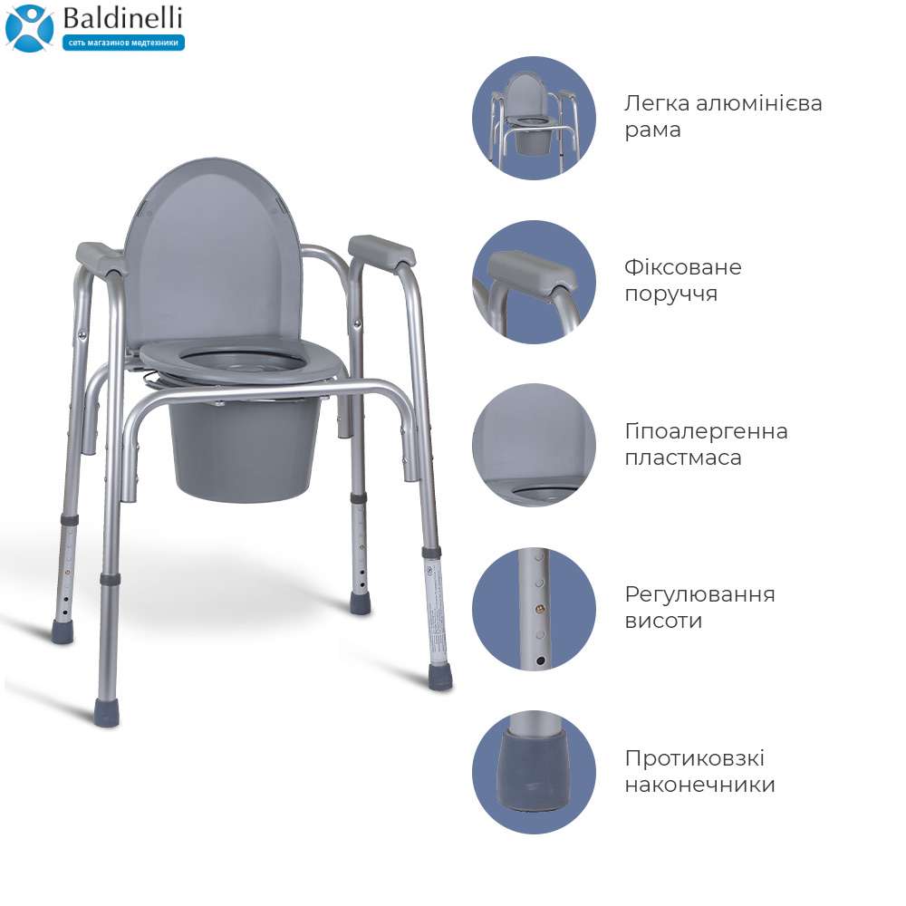 Алюмінієвий стілець-туалет 3 в 1 OSD-BL730200